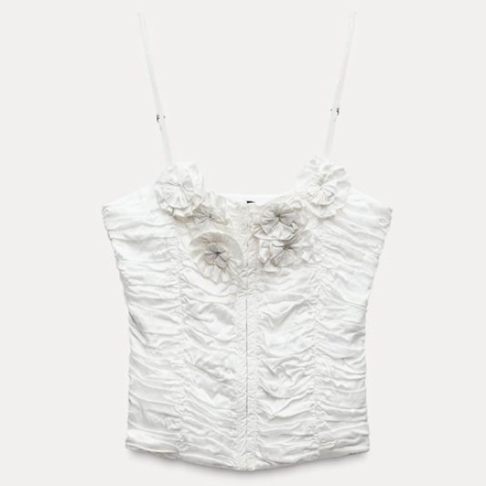 Zara NWOT White Corset Top Women’s Size S - Picture 4 of 6